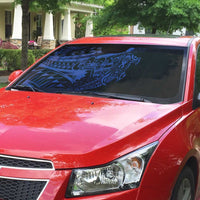 Blue Marquesas Islands Auto Sun Shade Marquesan Matatiki Hammerhead Shark Patutiki - Polynesian Pride