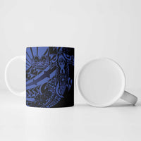 Blue Marquesas Islands Ceramic Mug Marquesan Matatiki Hammerhead Shark Patutiki - Polynesian Pride