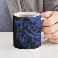 Blue Marquesas Islands Ceramic Mug Marquesan Matatiki Hammerhead Shark Patutiki - Polynesian Pride