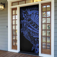 Blue Marquesas Islands Door Cover Marquesan Matatiki Hammerhead Shark Patutiki - Polynesian Pride