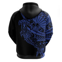Blue Marquesas Islands Zip Hoodie Marquesan Matatiki Hammerhead Shark Patutiki - Polynesian Pride