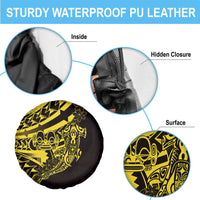 Yellow Marquesas Islands Spare Tire Cover Marquesan Matatiki Hammerhead Shark Patutiki - Polynesian Pride
