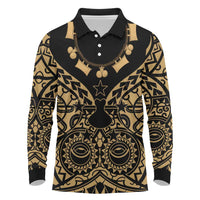 Austral Islands Long Sleeve Polo Shirt Tuhaa Pae Penu Stars Necklace Gold LT14 Gold - Polynesian Pride