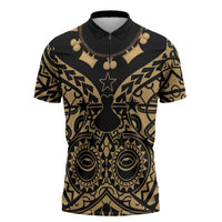 Austral Islands Zipper Polo Shirt Tuhaa Pae Penu Stars Necklace Gold LT14 Gold - Polynesian Pride