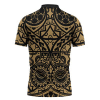 Austral Islands Zipper Polo Shirt Tuhaa Pae Penu Stars Necklace Gold LT14 - Polynesian Pride
