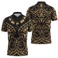 Austral Islands Zipper Polo Shirt Tuhaa Pae Penu Stars Necklace Gold LT14 - Polynesian Pride