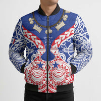 Austral Islands Bomber Puffer Jacket Tuhaa Pae Penu Stars Necklace Red - Polynesian Pride
