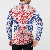 Austral Islands Button Sweatshirt Tuhaa Pae Penu Stars Necklace Red - Polynesian Pride