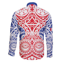 Austral Islands Family Matching Off The Shoulder Long Sleeve Dress and Hawaiian Shirt Tuhaa Pae Penu Stars Necklace Red - Polynesian Pride