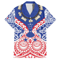 Austral Islands Family Matching Off Shoulder Maxi Dress and Hawaiian Shirt Tuhaa Pae Penu Stars Necklace Red - Polynesian Pride