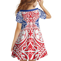 Austral Islands Kid Short Sleeve Dress Tuhaa Pae Penu Stars Necklace Red - Polynesian Pride