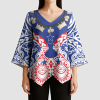 Austral Islands Kimono Sleeve Blouse Tuhaa Pae Penu Stars Necklace Red - Polynesian Pride