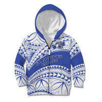 Personalised Samoa St Josephs College Kid Hoodie Marist Brothers Samoan Pattern LT14 Zip Hoodie Blue - Polynesian Pride