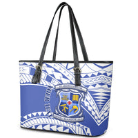 Personalised Samoa St Josephs College Leather Tote Bag Marist Brothers Samoan Pattern LT14 - Polynesian Pride
