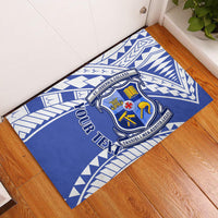 Personalised Samoa St Josephs College Rubber Doormat Marist Brothers Samoan Pattern LT14 Blue - Polynesian Pride