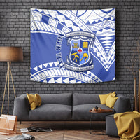 Personalised Samoa St Josephs College Tapestry Marist Brothers Samoan Pattern LT14 Blue - Polynesian Pride