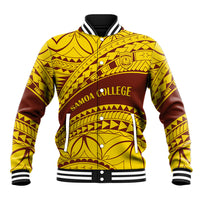 Personalised Samoa College Baseball Jacket Samoan Pattern LT14 Unisex Gold - Polynesian Pride