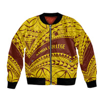 Personalised Samoa College Bomber Jacket Samoan Pattern LT14 Unisex Gold - Polynesian Pride