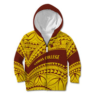 Personalised Samoa College Kid Hoodie Samoan Pattern LT14 Zip Hoodie Gold - Polynesian Pride