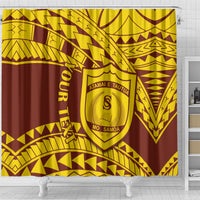 Personalised Samoa College Shower Curtain Samoan Pattern LT14 - Polynesian Pride
