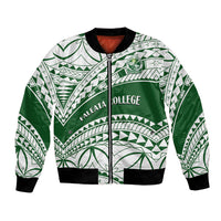 Personalised Samoa Faleata College Bomber Jacket Samoan Pattern LT14 Unisex Green - Polynesian Pride