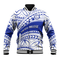 Personalised Samoa Safata College Baseball Jacket Samoan Pattern LT14 Unisex Blue - Polynesian Pride