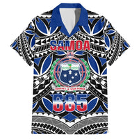 Samoa 685 Family Matching Short Sleeve Bodycon Dress and Hawaiian Shirt Samoan Coat Of Arms Simple Style LT14 Dad's Shirt - Short Sleeve Blue - Polynesian Pride