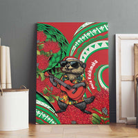 Mele Kalikimaka Hawaii Canvas Wall Art Mongoose Santa With Ohia Lehua