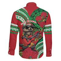 Mele Kalikimaka Hawaii Family Matching Short Sleeve Bodycon Dress and Hawaiian Shirt Mongoose Santa With Ohia Lehua LT14 - Polynesian Pride
