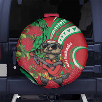 Mele Kalikimaka Hawaii Spare Tire Cover Mongoose Santa With Ohia Lehua