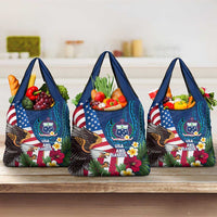 United States And Samoa Grocery Bag USA Flag Eagle Mix Samoan Coat Of Arms
