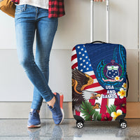 United States And Samoa Luggage Cover USA Flag Eagle Mix Samoan Coat Of Arms LT14 - Polynesian Pride