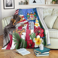 United States And Fiji Blanket USA Flag Eagle Mix Fijian Coat Of Arms Tapa Pattern LT14 - Polynesian Pride