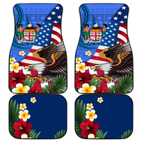 United States And Fiji Car Mats USA Flag Eagle Mix Fijian Coat Of Arms Tapa Pattern LT14 Blue - Polynesian Pride