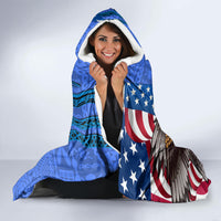United States And Fiji Hooded Blanket USA Flag Eagle Mix Fijian Coat Of Arms Tapa Pattern LT14 - Polynesian Pride