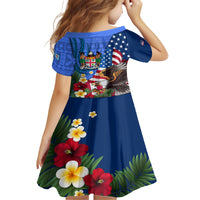 United States And Fiji Kid Short Sleeve Dress USA Flag Eagle Mix Fijian Coat Of Arms Tapa Pattern LT14 - Polynesian Pride