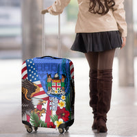 United States And Fiji Luggage Cover USA Flag Eagle Mix Fijian Coat Of Arms Tapa Pattern LT14 - Polynesian Pride