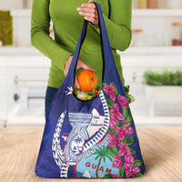 Biba Guam Liberation Day Grocery Bag Tano y Chamoru Latte Stone Blue