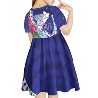 Biba Guam Liberation Day Kid Short Sleeve Dress Tano y Chamoru Latte Stone Blue