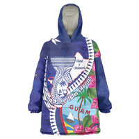 Biba Guam Liberation Day Wearable Blanket Hoodie Tano y Chamoru Latte Stone Blue