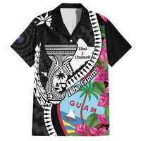 Biba Guam Liberation Day Family Matching Short Sleeve Bodycon Dress and Hawaiian Shirt Tano y Chamoru Latte Stone Black