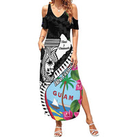 Biba Guam Liberation Day Family Matching Summer Maxi Dress and Hawaiian Shirt Tano y Chamoru Latte Stone Black