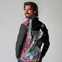 Biba Guam Liberation Day Long Sleeve Polo Shirt Tano y Chamoru Latte Stone Black