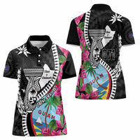 Biba Guam Liberation Day Women Polo Shirt Tano y Chamoru Latte Stone Black