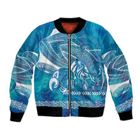 Kuri Dog Waka New Zealand Matariki Bomber Jacket Ocean Sharks Maori Tattoo LT14 Unisex Blue - Polynesian Pride