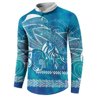 Kuri Dog Waka New Zealand Matariki Button Sweatshirt Ocean Sharks Maori Tattoo LT14 - Polynesian Pride