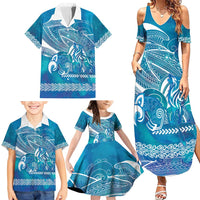 Kuri Dog Waka New Zealand Matariki Family Matching Summer Maxi Dress and Hawaiian Shirt Ocean Sharks Maori Tattoo LT14 - Polynesian Pride
