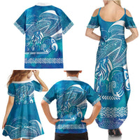 Kuri Dog Waka New Zealand Matariki Family Matching Summer Maxi Dress and Hawaiian Shirt Ocean Sharks Maori Tattoo LT14 - Polynesian Pride