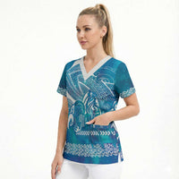 Kuri Dog Waka New Zealand Matariki Scrub Top Ocean Sharks Maori Tattoo LT14 - Polynesian Pride