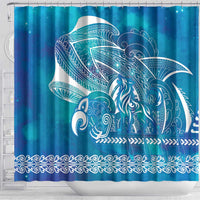 Kuri Dog Waka New Zealand Matariki Shower Curtain Ocean Sharks Maori Tattoo